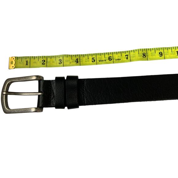 Mens Black Leather Belt Silver Square Buckle Belt Z7 - Picture 5 of 7